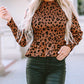 Leopard Smocked Puff Sleeve Peplum Top