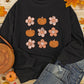 Floral Halloween Pumpkin Graphic Crew Neck Sweatshirt