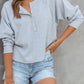 Waffle Knit Side Split Buttoned Henley Top