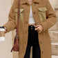 Contrast Flap Pocket Single Breasted Teddy Coat