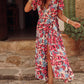 Western Print Short Sleeve Split Wrapped Maxi Dress