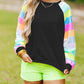 Sequin Color Block Raglan Sleeve Pullover Sweatshirt