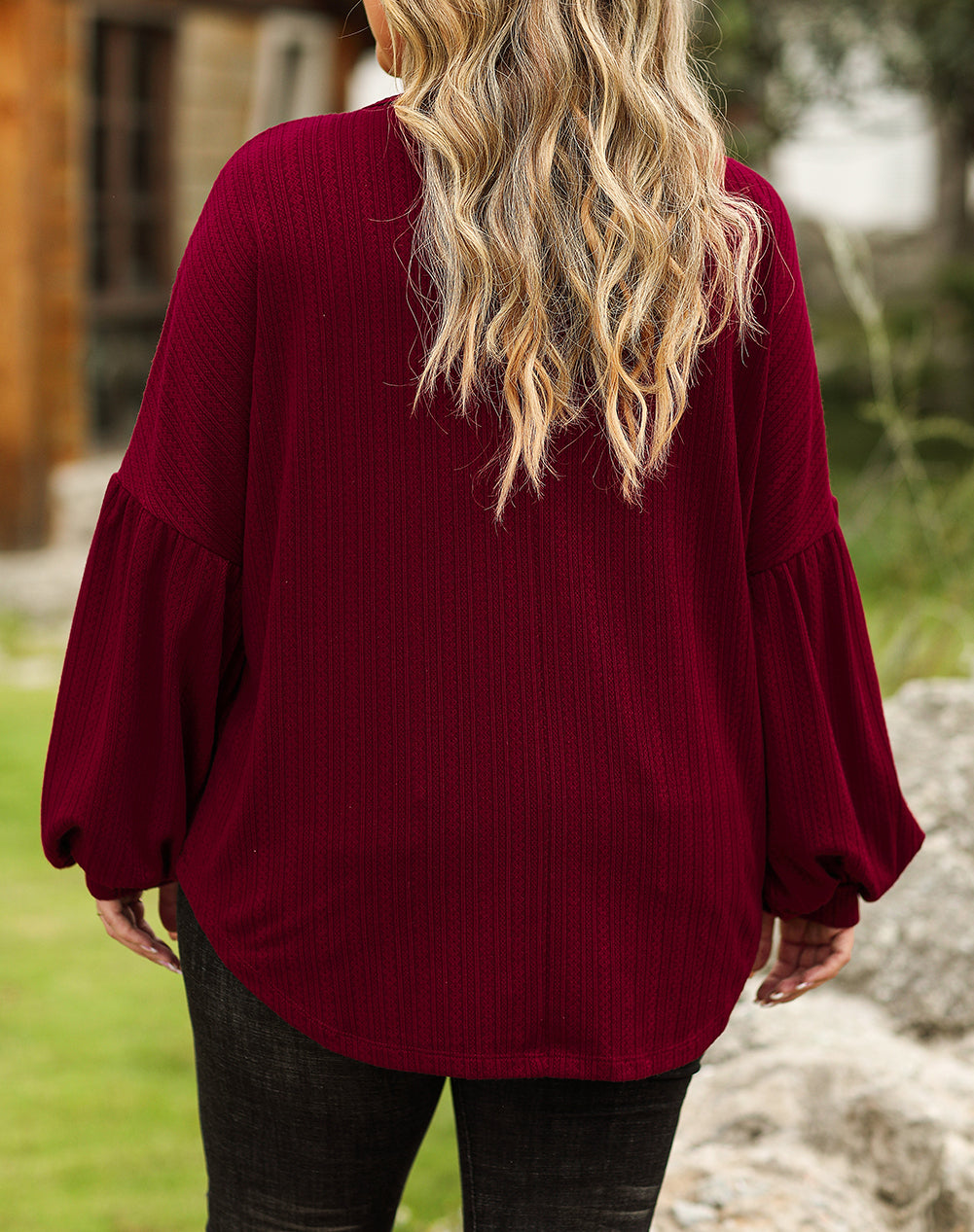 Merry Christmas Graphic Jacquard Knit Curvy Top