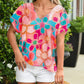 Abstract Print V Neck Dolman Blouse