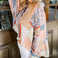Mixed Boho Print Puff Sleeve Loose Shirt