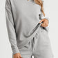 Textured Long Sleeve Top and Drawstring Shorts Set