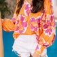 Flower Print Puff Sleeve Blouse