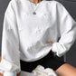 Star Embossed Textured Drop Shoulder Sweatshirt