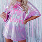 Shiny Iridescent Stay Wild Graphic Oversized Tee