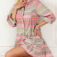 Boho Print Puff Sleeve Buttoned Babydoll Dress