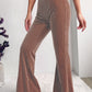 Solid Color High Waist Flare Corduroy Pants