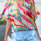 Printed Frilled Batwing Sleeve Oversized T Shirt