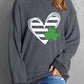 Heart & Clover Print Corded St. Patrick\'s Day Sweatshirt