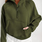 Zip Up Stand Collar Ribbed Thumbhole Sleeve Sweatshirt