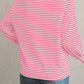 Stripe Round Neck Drop Shoulder Long Sleeve Top