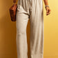 Lace-up Waist Floor Length Wide Leg Casual Pants
