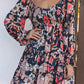 Floral Tiered Long Puff Sleeve Mini Dress
