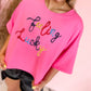 Feeling Lucky Embroidered Letter Graphic Half Sleeve Top