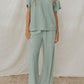 Textured Tee and Pants Lounge Set