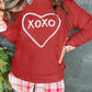 Heart XOXO Chenille Embroidered Textured Sweatshirt