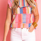 Striped High Neck Flutter Tank Top