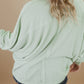 Plus Size Ribbed Pocketed Long Sleeve Henley Top