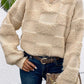 Checkered Sherpa Crew Neck Loose Sweater