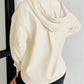 Textured Buttoned Neckline Side Pockets Hoodie