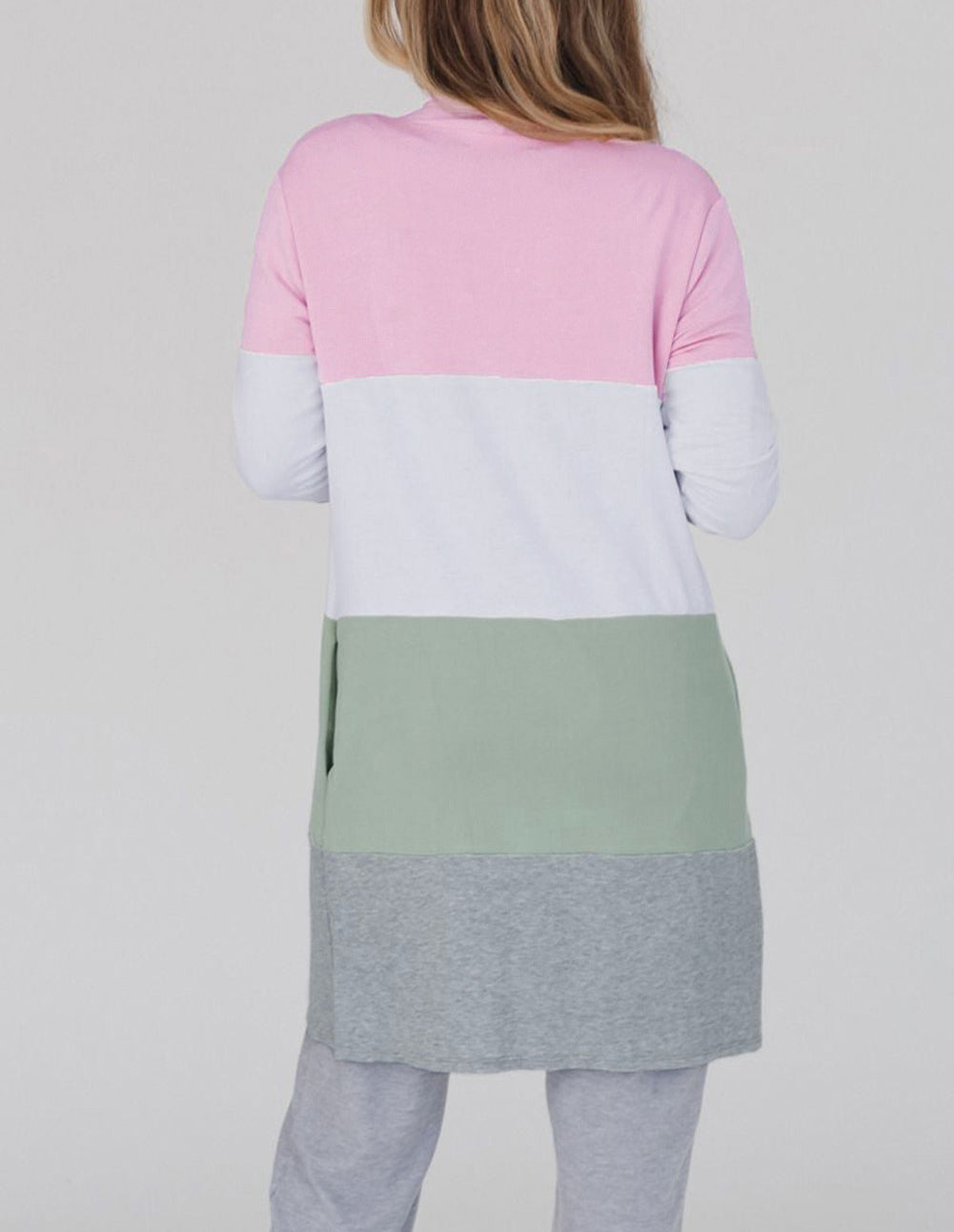 Color Block Pocketed Casual Duster Cardigan