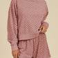 Checkered Textured Long Sleeve Top and Shorts Set