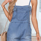 Grommet Tie Straps Casual Denim Romper