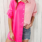 Color Block Patchwork Oversized Shirt