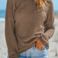 Waffle Knit Drop Shoulder Long Sleeve Top