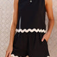 Ricrac Trim Tank Top Elastic Waist Shorts Set