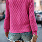 Cable Textured Puff Sleeve Sweatshirt