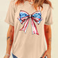 American Flag Bow Knot Print Round Neck T Shirt