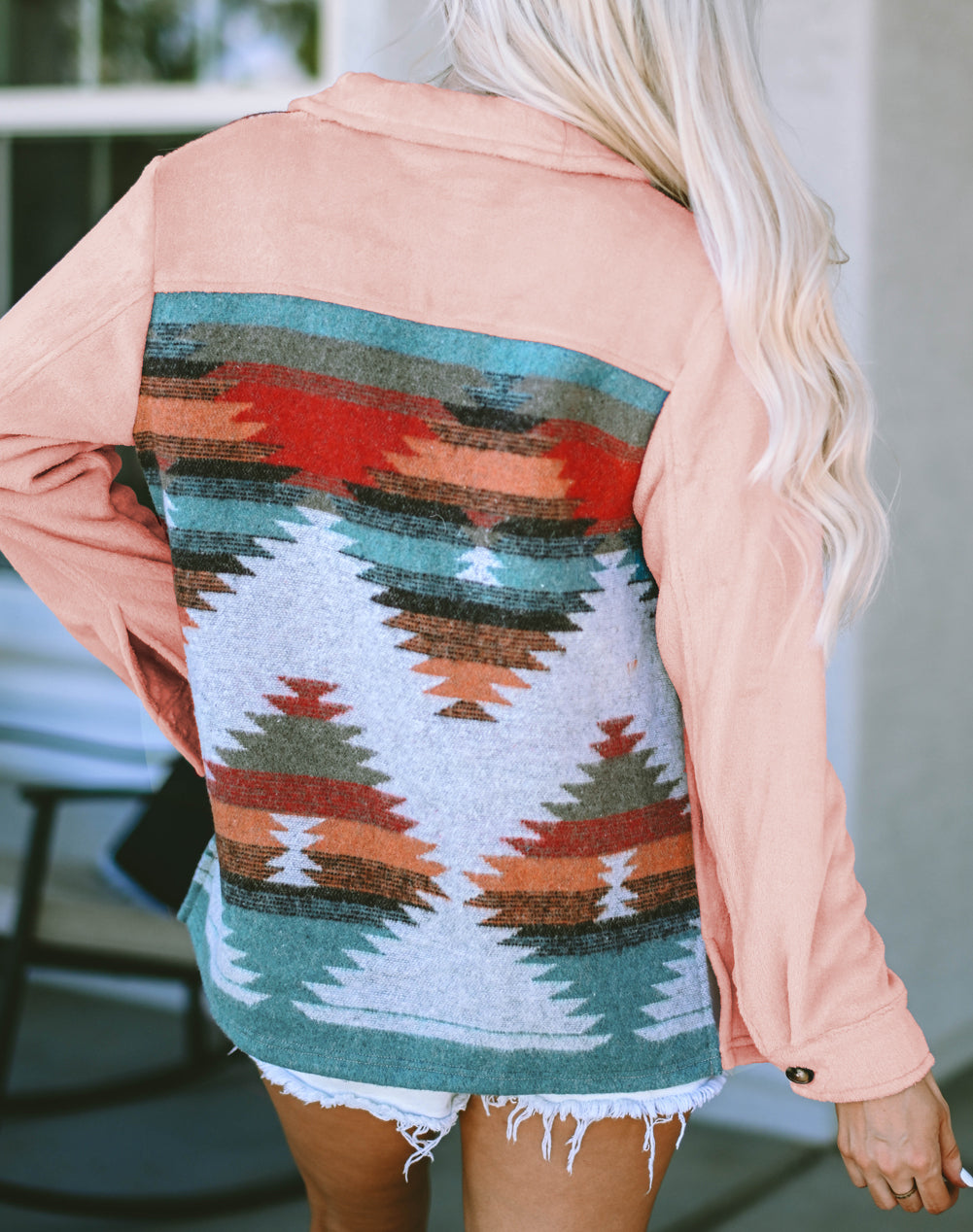 Western Aztec Patchwork Button-up Shirt Jacket