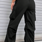 Plus Size Flap Pocket Elastic Waist Cargo Pants
