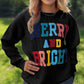Merry And Bright Cable Knit Pullover Sweatshirt