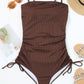 Ribbed Drawstring Sides Cutout One Piece Swimsuit