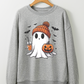 Halloween Ghost Print Crewneck Drop Shoulder Sweatshirt