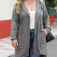 Plus Size Drawstring High Low Hooded Jacket