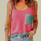 Color Block Patched Pocket Breathable Knit Tank Top