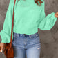 Solid Color Lantern Sleeve Knitted Sweater