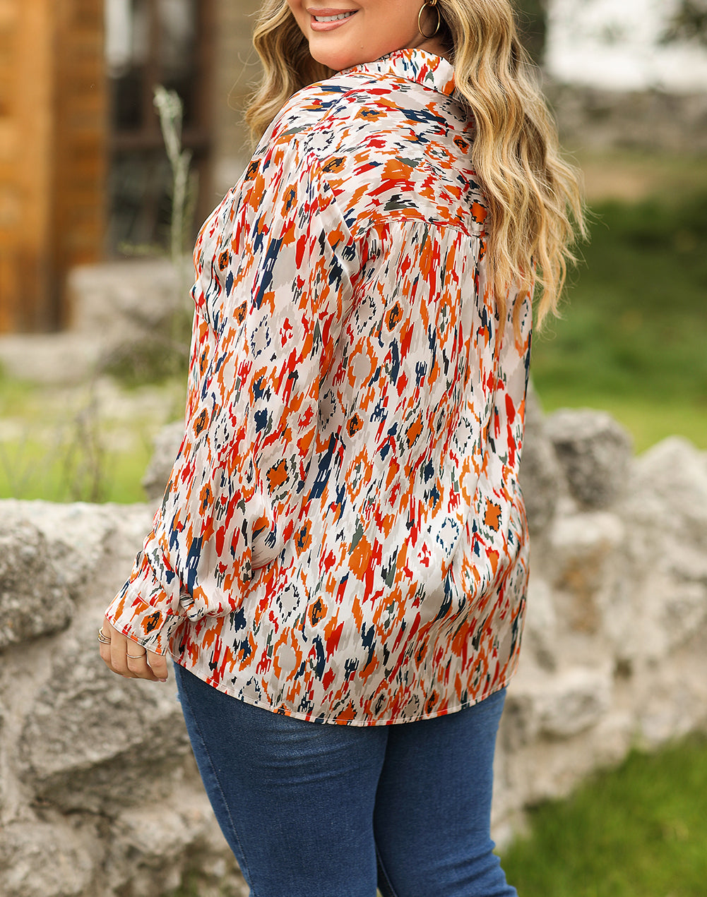 Abstract Print Western Fashion Plus Size Shirt