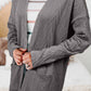 Solid Textured Open Front Cardigan with Pocket