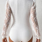 Frenchy Contrast Lace Bishop Sleeve Bodysuit