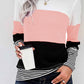 Stylish Colorblock Splicing Stripes Top