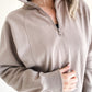 Zipped Neck Pullover Drop Shoulder Sweatshirt