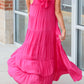High Frilled Neck Tiered Sleeveless Maxi Dress